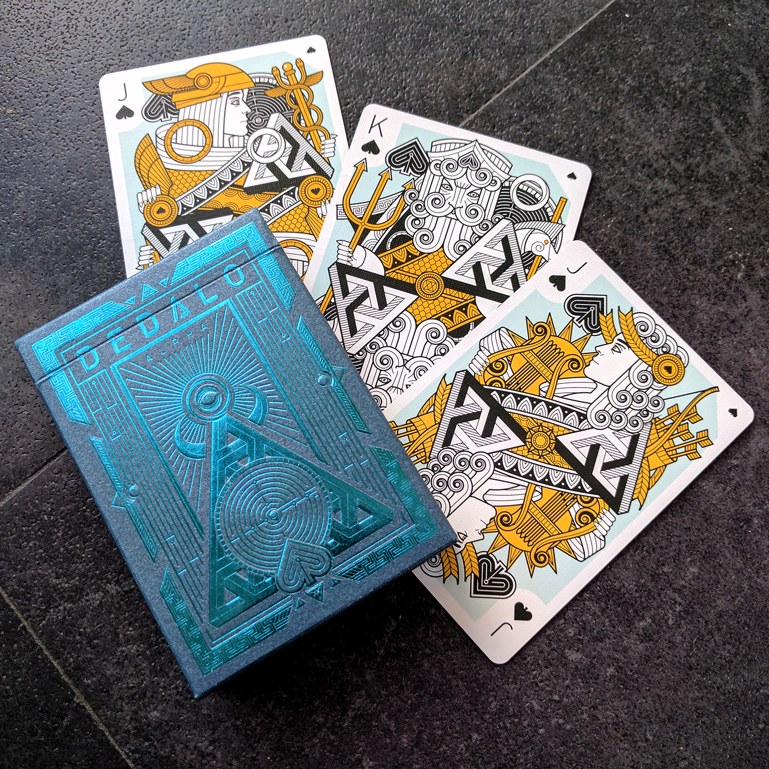 Dedalo Alpha Playing Cards Blue Foil Embossed designed in Italy 